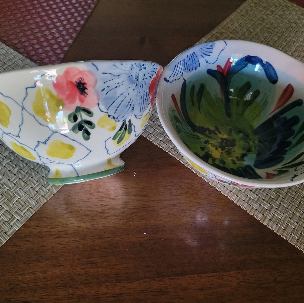 Anthropologie Estudio Flores Rare Retired Sissinghurst Castle Soup/Salad Bowls.